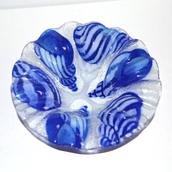Sydensticker Fused Art Glass Seashell Bowl Home Decor Seashore - Picture 2 of 4